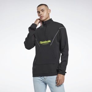 Reebok 1/2 Zip Cover-Up Sweatshirt Herren - Schwarz - DE 857-RPN